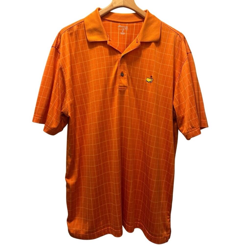 Vintage Masters Tech XL Augusta National Orange Check Golf Preppy Polo Shirt